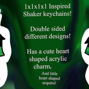 1x1x1x1 Roblox Inspired Acrylic Shaker Keychains, With Heart Charm plus heart sequins!