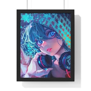 Original illustration Anime-Inspired Vertical Framed Poster, Aesthetic Wall Art, Gamer Decor, Unique Gift for Anime Lovers, Home Decoration