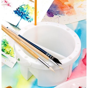 Vaso portátil para lavar pinceles y sujetarlos, ideal para pintar gouache, acuarela y óleo.