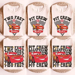 Retro 90s Pit Crew McQueen Tee, Crop Top, Cars Movie Birthday Shirt, Lightning McQueen Fan Gift, Two Fast Design, Disney Pixar Collection