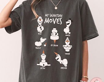 Maglietta Disney Frozen Olaf, top corto, design My Signature Moves, collezione Vintage Disneyland, regalo WDW Epcot Magic Kingdom per i fan
