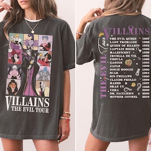 Retro 80s Disney Villains Evil Tour Tee, Crop Top, Vintage Two-Sided Design, Bad Witch and Evil Queen Shirt, Disney Evil Friends Matching