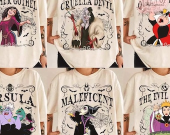 Camiseta del Club de las Brujas Malvadas de Disney, camiseta infantil, camiseta de Cruella, Úrsula y Maléfica, camiseta a juego de Disneyland, colección Disney Evil Tour.