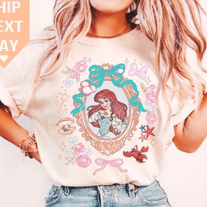 Disney Princess Ariel T-Shirt, Crop Top, Coquette Bow Little Mermaid Shirt, Gift for Her, Classic Cartoon Design, Princess Fan Favorite