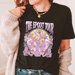 Retro 90s Figment The Epcot Tour Tee, Crop Top, Disney Purple Dragon Design, Perfect for Disney Parks Fans, Epcot World Tour 2025