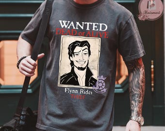 Disney Tangled Flynn Rider Wanted Dead or Alive T-Shirt, Crop Top, Retro 90s Thief Design, Magic Kingdom Collection,Disneyland Birthday Gift