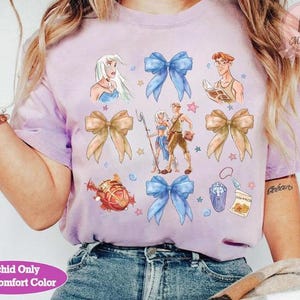 ディズニー アトランティス 失われた帝国 コケットボウ 水彩Tシャツ、クロップトップ、キダ マイロ サッチTシャツ、ディズニーランド旅行お揃いファミリーシャツ