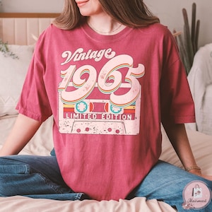 60th Birthday T-Shirt, Crop Top, Vintage 1965 Limited Edition Cassette Design, Birthday Gift for Women or Men, Classic Retro 60s Style, 1965