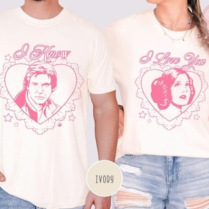 Star Wars Prinzessin Leia und Han Solo, ich weiß, ich liebe dich T-Shirt, Crop Top, Galaxy&#39;s Edge Kollektion, perfekt für Star Wars Paare, klassisch