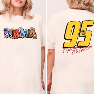 Disney Cars Mama T-Shirt, Crop Top, Lightning McQueen Mom Tee, Disney Cars Family Shirt, Piston Cup Design, Retro 90s Cartoon Style
