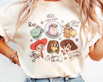 Camiseta de Toy Story, camiseta retro de la película Pixar de los 90, diseño de Woody, Buzz Lightyear y Jessie, regalo unisex de dibujos animados de Disney, camiseta familiar a juego.