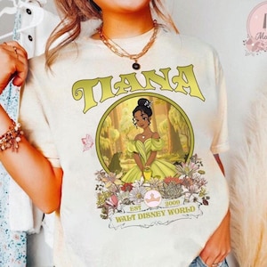 Disney Princess and The Frog Tiana Floral T-Shirt, Crop Top, Princess Tiana Design, Bayou Adventure Collection, Perfect Disney Fan Gift