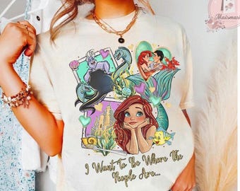 Disney The Little Mermaid Princess Ariel and Ursula T-Shirt, Crop Top, Villain Collection, Perfect for Disney Fans, Classic Movie Design