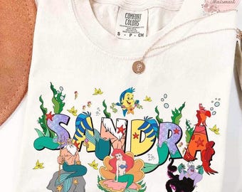 Disney The Little Mermaid Princess Ariel T-Shirt, Crop Top, Atlantica Collection, Perfect for Disney Fans, Princess Girl Trip Gift, Classic