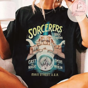 Disney Sorcerers of the Magic Kingdom Merlin T-Shirt, Crop Top, Sword In The Stone Collection, Disneyland Family Matching,Magic Kingdom Gift