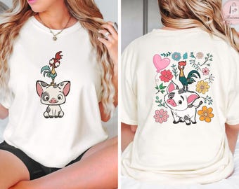Camiseta de Moana, Pua y Hei Hei, camisetas a juego para el viaje familiar a Disneyland, camiseta de Moana, regalo de la película Disney, diseño clásico de Disney