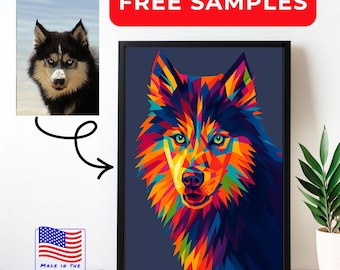 WPAP Art Style Personligt Husdjursporträtt, Anpassat Husdjursporträtt från foto, Husdjursminnesgåva, Personlig Gåva för Husdjursälskare, Tillverkad i USA