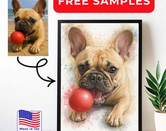 Akvarellstänk Anpassat husdjursporträtt från foto, Husdjursminnesgåva, Personlig present till husdjursälskare, Tillverkad i USA