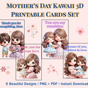 Cute 3D Pop-Up Card for Mom – Printable Gift for Mother’s Day, Birthday or Thank You | Kawaii DIY PDF, Handmade Card for Kids & Adults