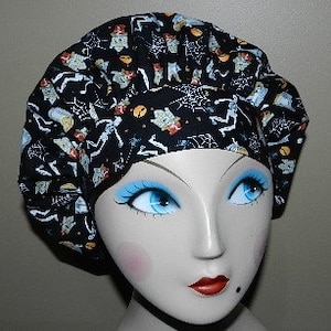 Haunted House Banded Bouffant Surgical Cap/Bakers Cap