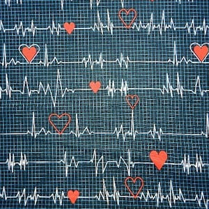 EKG on Navy  European Style  Surgical Scrub Cap with Toggle Vet Scrub Cap/Food Service