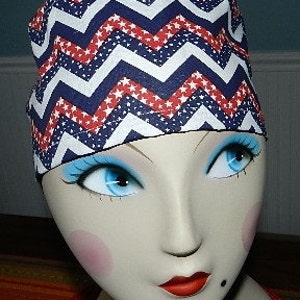 American Flag Chevron  European Style  Surgical Scrub Cap with Toggle