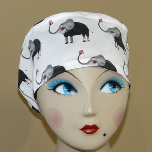 Elephants in Socks  Euro Surgical Scrub Cap with Toggle Food Service Cap/Dental Scrub Cap/Women Scrub Cap/Medical Scrub Cap