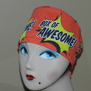 Box of Awesome  Unisex Tieback Surgical Cap/Chemo Hat/Surgeons Cap/Anesthesia Hat/Surgeons Cap/Vet Surgi Cap/Head Cover/Made in America