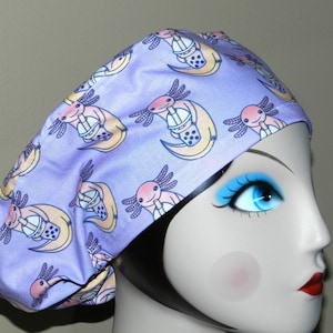 Axoloti Bubble Teatime    Euro Surgical Scrub Cap with Toggle Food Service Cap/Dental Scrub Cap/Women Scrub Cap/Medical Scrub Cap