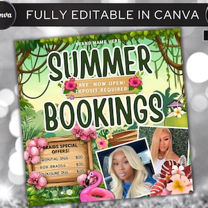Editable Summer Sale Bookings flyer, New bookings flyer, book now flyer, appointments, appointment flyer, canva template