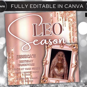 Leo Baddie Birthday Flyer, Birthday Szn Flyer, Leo Invitation Flyer, Leo Birthday Event, Social Media Flyer, Premade Flyer Template