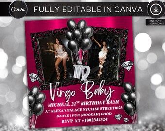 Virgo Birthday Flyer, Birthday Szn Flyer, Virgo Invitation Flyer, Virgo Birthday Event, Social Media Flyer, Premade Flyer Template