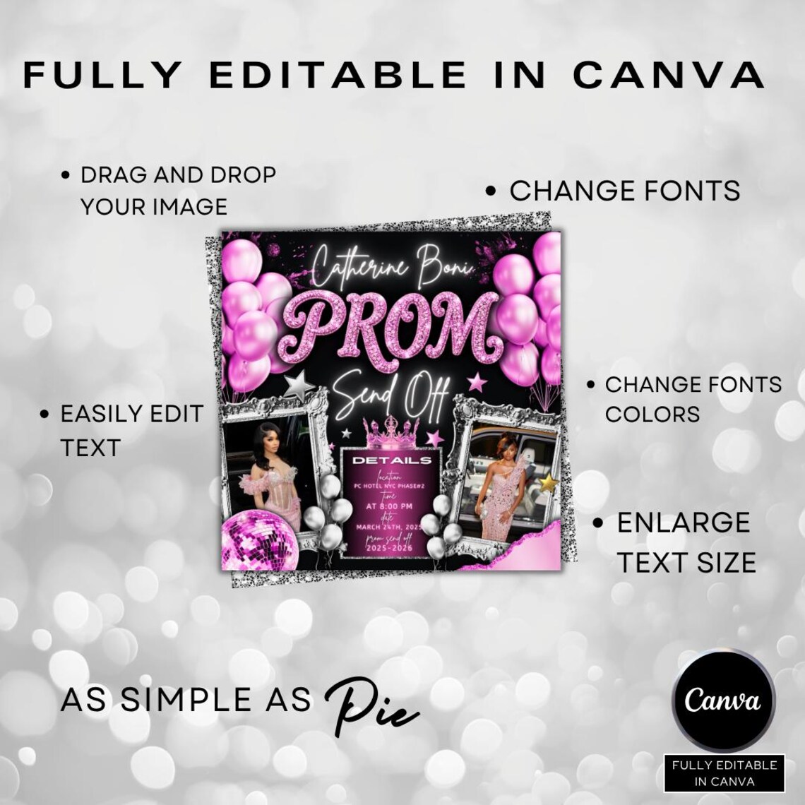 Instant Prom Design Prom Send off Flyer, DIY Prom Flyer, Prom Canva Template, Prom Send Off ...
