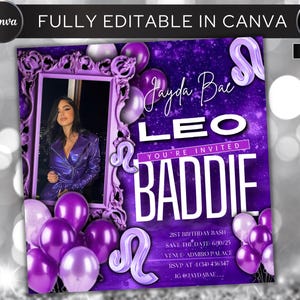 Leo Birthday Flyer, Birthday Szn Flyer, Leo Invitation Flyer, Leo Birthday Event, Social Media Flyer, Premade Flyer Template