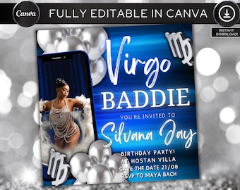Virgo Baddie Birthday Flyer, Birthday Girl, Birthday Template, Party Flyer, Celebration Flyer, Birthday Girl, Party Flyer, Virgo Bash Flyer