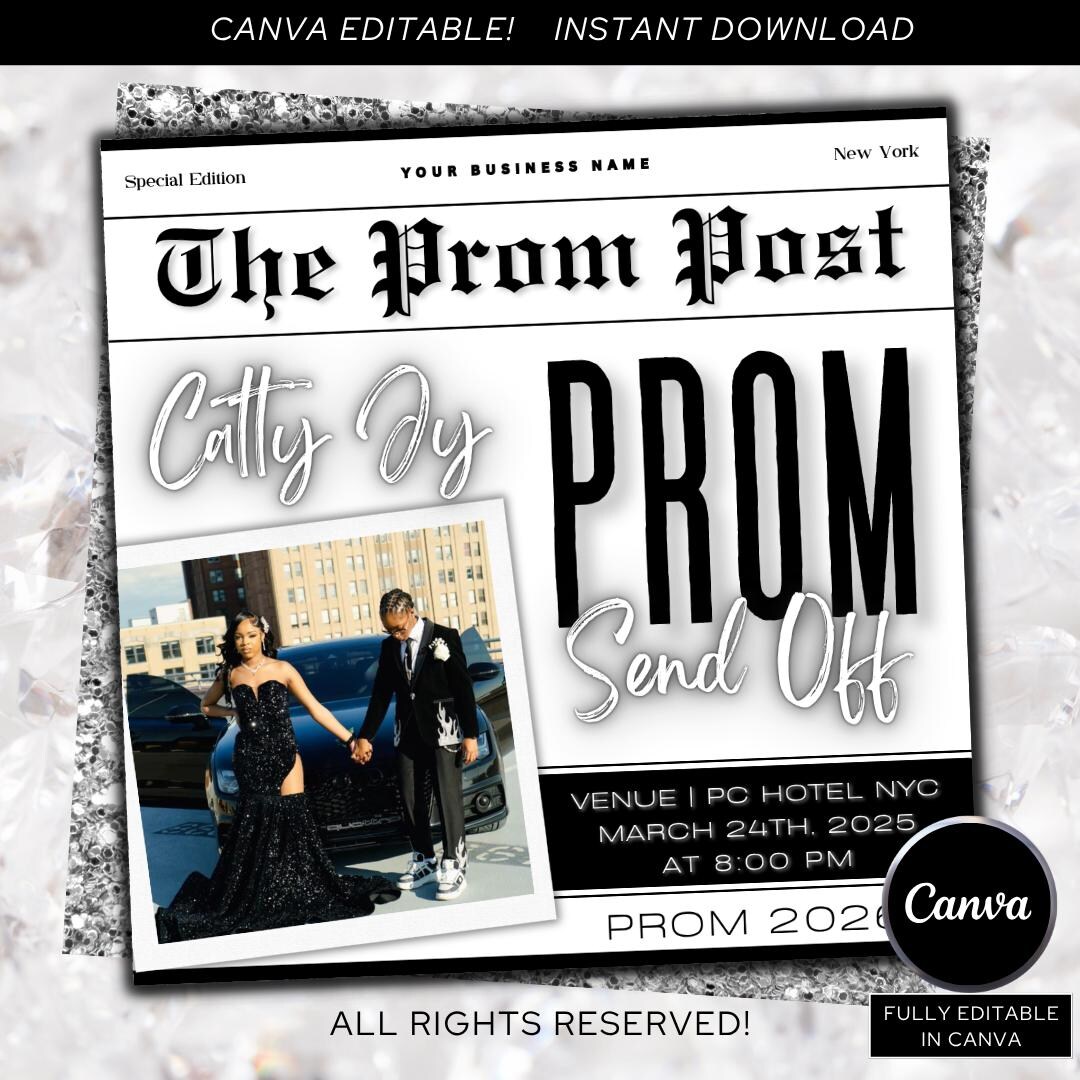 Prom Send off Flyer, DIY Prom Flyer, Prom Canva Template, Prom Send Off ...