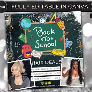 Back To School Flyer, Back to school sale flyer, Back to school hair flyer, DIY canva template, Back 2 School Flyer, Braid Special Flyer