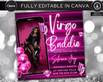 Virgo Birthday Flyer, Birthday Girl, Birthday Template, Party Flyer, Celebration Flyer, Birthday Girl, Party Flyer, Virgo Bash Flyer