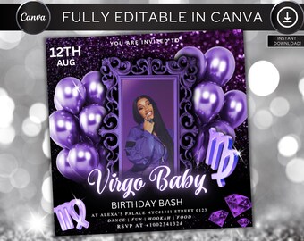 Virgo Birthday Flyer, Virgo Szn Flyer, Virgo Invitation Flyer, Virgo Birthday Event, Social Media Flyer, Premade Flyer Template