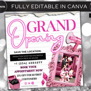 Grand Opening Flyer Template, Business Launch Flyer Poster Invitation Design, Grand Opening Invitation Flyer, Small Business, Canva Template