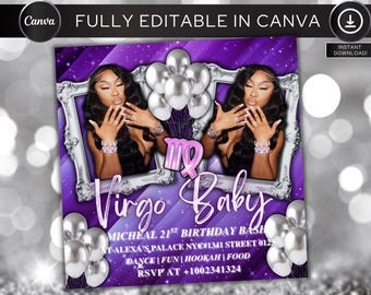 Virgo Birthday Flyer, Birthday Girl, Birthday Template, Party Flyer, Celebration Flyer, Birthday Girl, Party Flyer, Virgo Bash Flyer