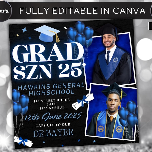 Graduate Flyer, Graduation Party Flyer, Graduation Invitation, College Decision, Class of 2025 Flyer, Senior Grad Announce, Canva Editable