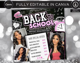 Back 2 School Booking Flyer Template for For Hair Stylists, Lashes, Nails and Makeup Back to School Sale Book Now Flyer, Special Deals flyer