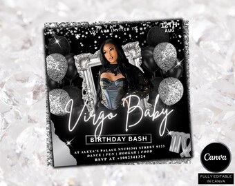 Virgo Birthday Flyer, Virgo Szn Flyer, Virgo Invitation Flyer, Virgo Birthday Event, Social Media Flyer, Premade Flyer Template