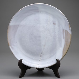 Japanese Hagi Style | Large Dinner Plate | White Glazed Pottery | Wabi Sabi Stoneware | Serving Platter | Handmade Round Shallow Bowl Dishes