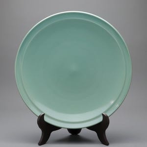 Celadon Serving Platter | Large Round Dinner Plate | Japanese Porcelain Tableware | Mint Green Charger | Minimalist Pottery | Handmade Dish