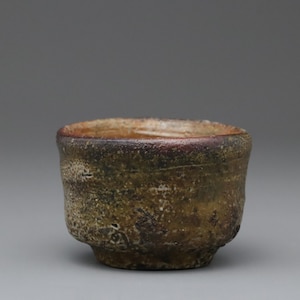Bizen Sake Cup by Toju | Ash-Glazed Yakishime Ochoko with Signed Box | Wabi-Sabi Japanese Ceramic | Wood-Fired Shochu Sake Cup Vintage