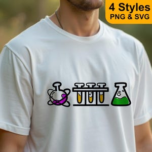 Science T-Shirt Design – Black White Line Art | 4 Styles PNG & SVG (8 Files) | For Cricut, Sublimation, DIY, Printable - Instant Download