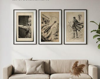 Stoic Roman Soldier Art Print Set, Masculine Office Decor (PDF)