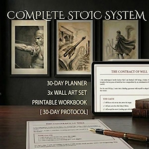 Stoische Disciplin 30-Tage-Programm | Planer, Wandkunst für mentale Stärke (druckbare PDF)